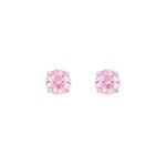Brinco prata 925 zircônia rosa claro 7 mm