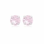 Brinco prata 925 zircônia rosa claro 7 mm - Imagem 3