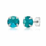 Brinco prata 925 zircônia turmalina 7 mm