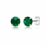 Brinco prata 925 zircônia verde esmeralda 5 mm