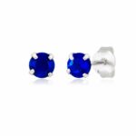 Brinco prata 925 zircônia azul royal 5 mm