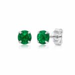 Brinco prata 925 zircônia verde esmeralda 3 mm