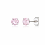 Brinco prata 925 zircônia rosa claro 3 mm