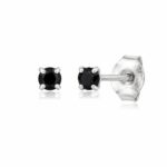 Brinco prata 925 zircônia preta 3 mm