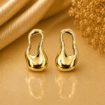 Brinco orgânico vazado banhado a ouro 18k - Imagem 3