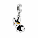 Berloque pingente cachorro com coração no traseiro aço inox