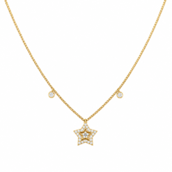 Choker estrela cravejada com pontos de luz banhado a ouro 18k