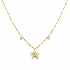 Choker estrela cravejada com pontos de luz banhado a ouro 18k
