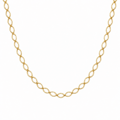 Colar elos ovais detalhes riscadinhos banhado a ouro 18k