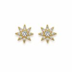 Brinco estrela oito pontas cravejada banhado a ouro 18k