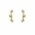Brinco arco com três pontos de luz banhado a ouro 18k
