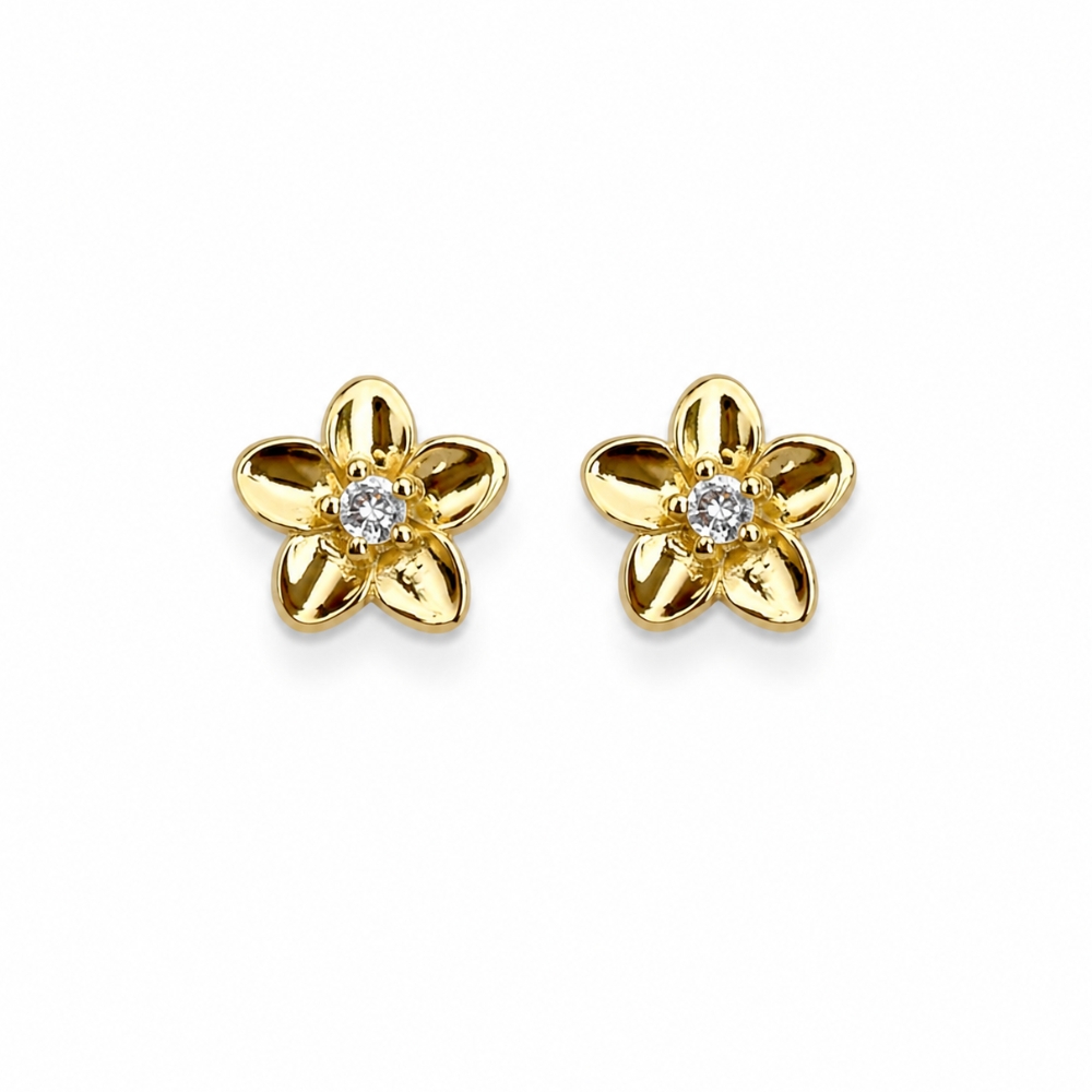 o209-BRINCO-FLOR-5-PÉTALAS-LISAS-MIOLO-ZIRCONIA-BANHADO-OURO-18K (3) Brinco flor 5 pétalas lisas miolo zircônia banhado a ouro 18k - Imagem 1