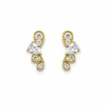 Brinco quatro gotas ligadas zircônia e cravejada banhado a ouro 18k
