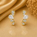 Brinco quatro gotas ligadas zircônia e cravejada banhado a ouro 18k - Imagem 3