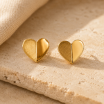 Brinco coração origami banhado a ouro 18k - Imagem 3