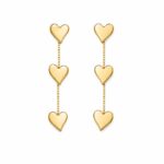Brinco 3 corações correntinha banhado a ouro 18k