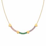 Colar corações cheios com pedras zircônias coloridas banhado a ouro 18k