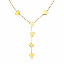 Colar gravatinha corações banhado a ouro 18k