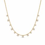 Colar pingentes zircônias cristal mini quadradinhos banhado a ouro 18k