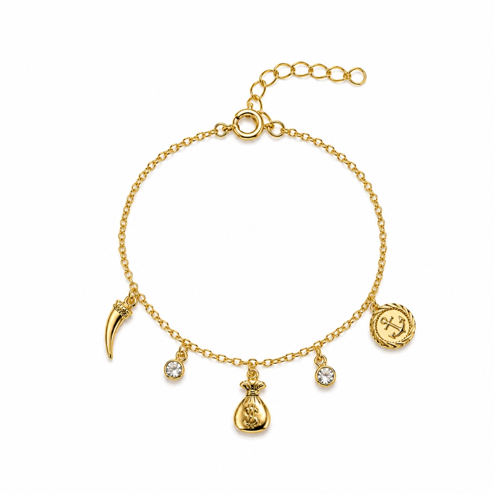 1130-pulseira-sorte-banhado-ouro-18k (2) Pulseira da sorte banhado a ouro 18k - Imagem 1