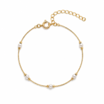 Pulseira fio brilhante com pérolas banhado a ouro 18k