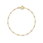 Pulseira infantil malha veneziana com bolinhas banhado a ouro 18k
