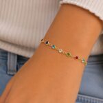 Pulseira infantil zircônias coloridas banhado a ouro 18k - Imagem 2