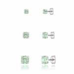 Trio brinco prata 925 3/4/5 zircônia verde Paraíba
