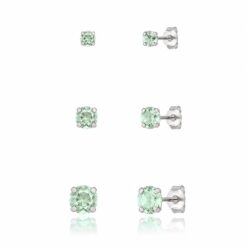 Trio brinco prata 925 3/4/5 zircônia verde Paraíba