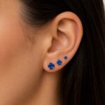 Trio brinco prata 925 3/4/5 zircônia azul royal - Imagem 2