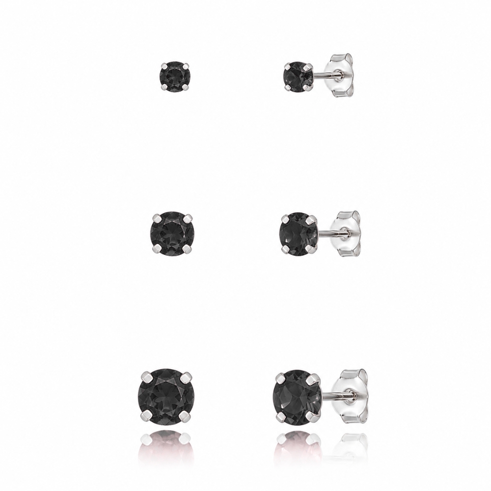 2239-trio-prata-925-4-5-6-zirconia-preta Trio brinco prata 925 3/4/5 zircônia preta - Imagem 1