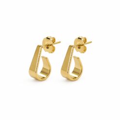 Brinco meia argola J liso tarraxa banhado a ouro 18k