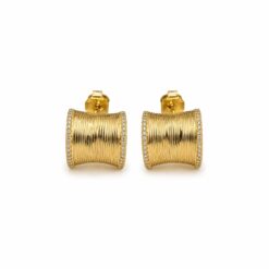 Brinco grosso lateral cravejada banhado a ouro 18k