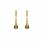 Brinco argola pingente nossa senhora manto azul fecho clique banhado a ouro 18k