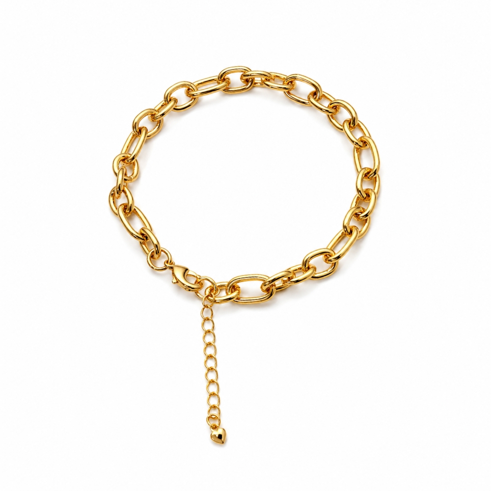 o138-pulseira-elos-ovais-menores-maiores-banhado-ouro-18k Pulseira elos ovais menores e maiores banhado a ouro 18k (premium) - Imagem 1
