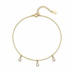 Tornozeleira gota cristal banhado a ouro 18k