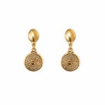 Brinco pingente pai nosso banhado a ouro 18k