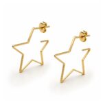 Brinco argola estrela grande tarraxa banhado a ouro 18k