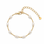 Pulseira pérolas amendoim banhado a ouro 18k
