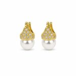 Brinco lady day zircônias cristal banhado a ouro 18k