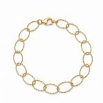 Pulseira elos ovais adiamantados banhado a ouro 18k