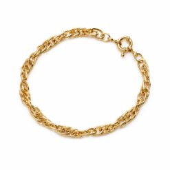 Pulseira elos ovais duplos entrelaçados grossa banhado a ouro 18k