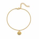 Tornozeleira pingente concha banhado a ouro 18k
