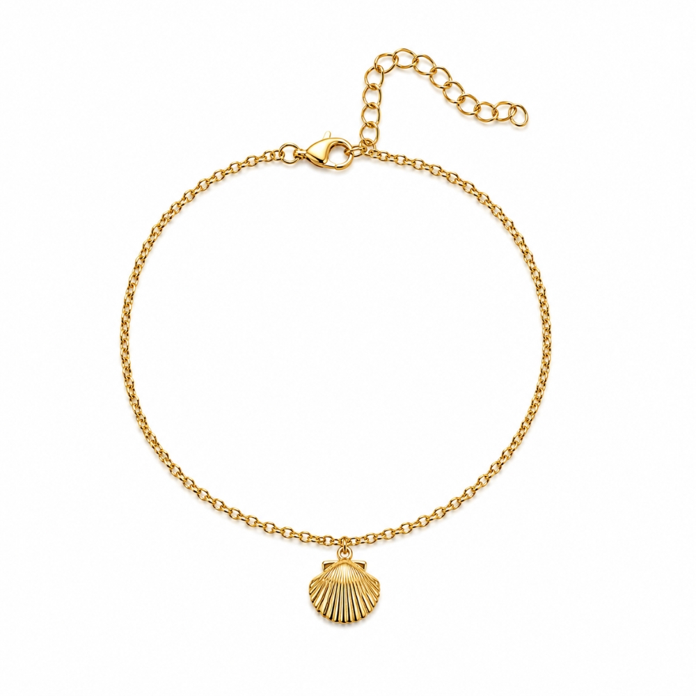 o99-Tornozeleira-pingente-concha-banhado-ouro-18k (1) Tornozeleira pingente concha banhado a ouro 18k - Imagem 1