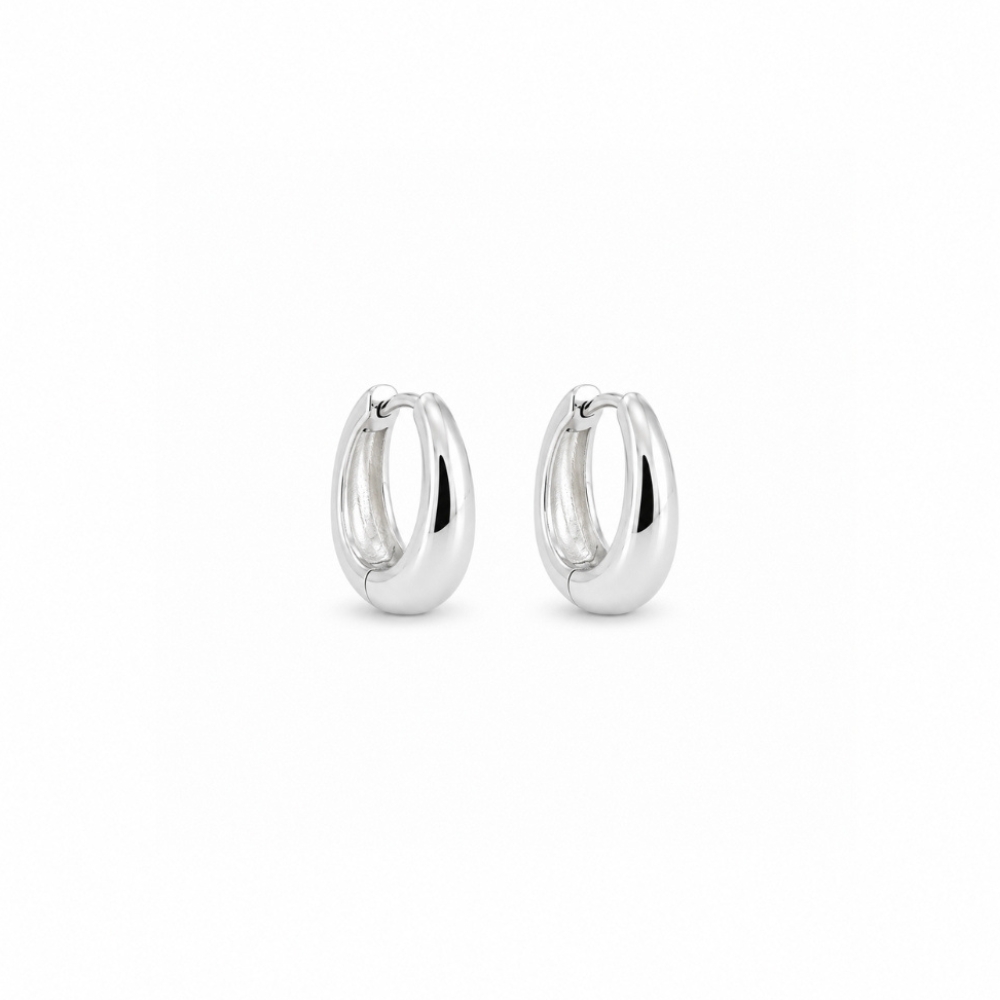 Brinco argola gordinha pequena 9,0 mm banhado a prata 925