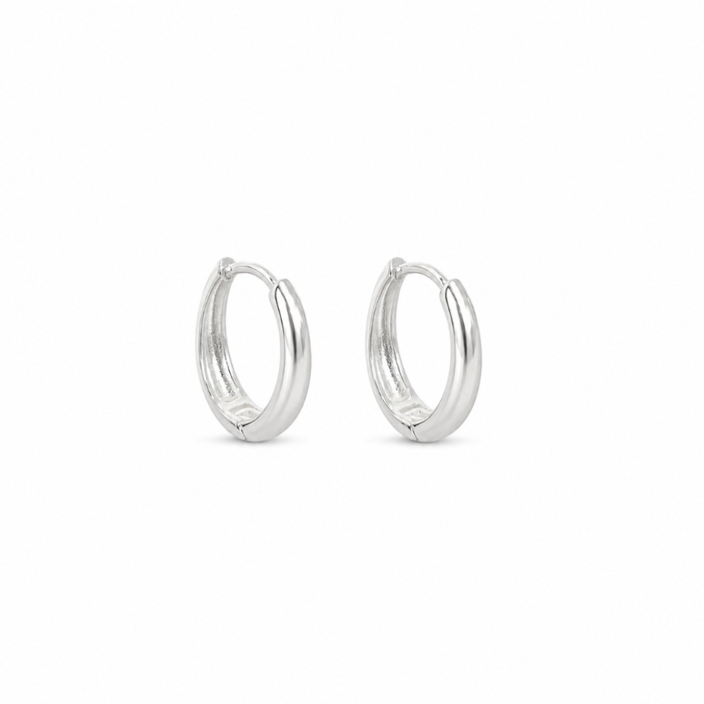 Brinco argola gordinha média 1,5 cm banhado a prata 925