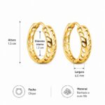 Brinco argola detalhes folhas vazadas banhado a ouro 18k - Imagem 2