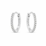 Brinco argola fina cristal cravejada interna 1,5 cm banhado a prata 925