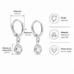 Brinco argola pingente ponto de luz 6 mm cristal banhado a prata 925 - Imagem 2
